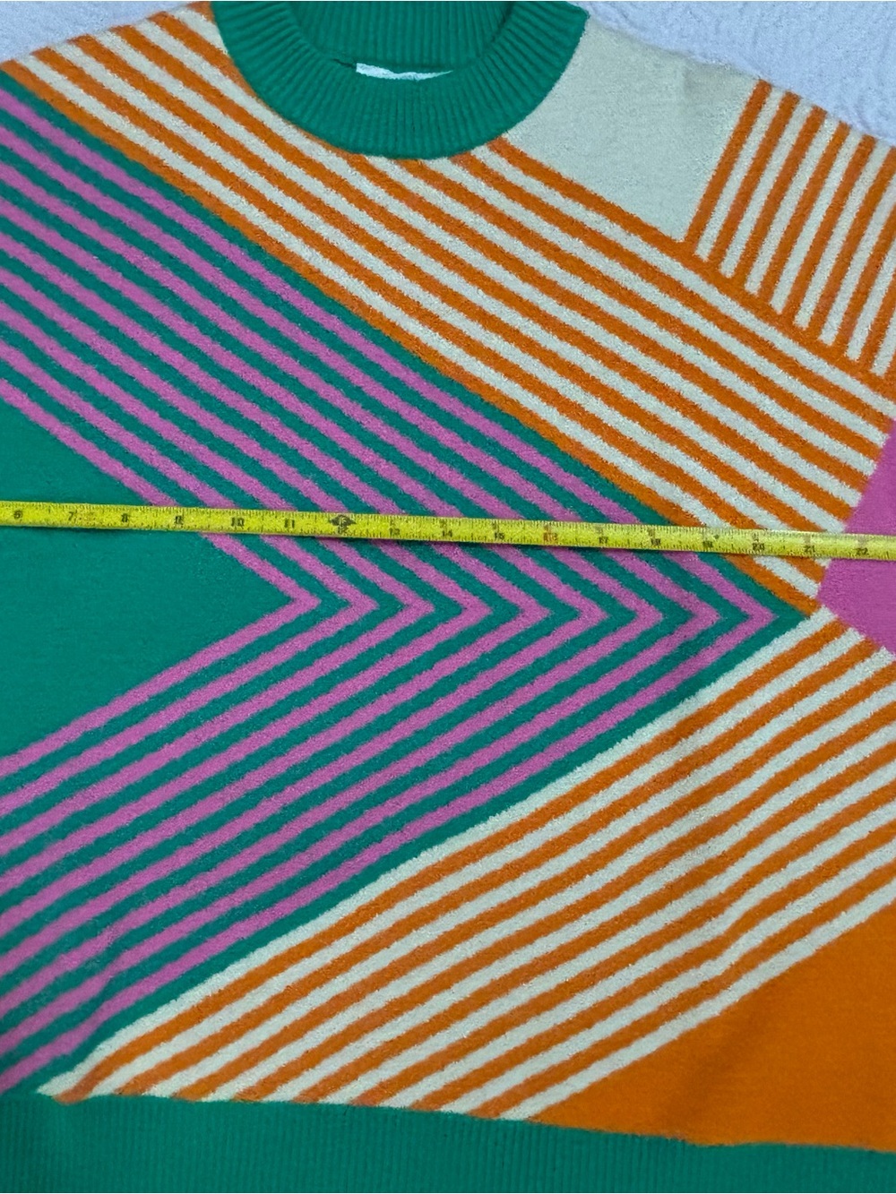 THML Chevron Stripe Sweater - Green, Pink, Orange Size Medium - Picture 2 of 5